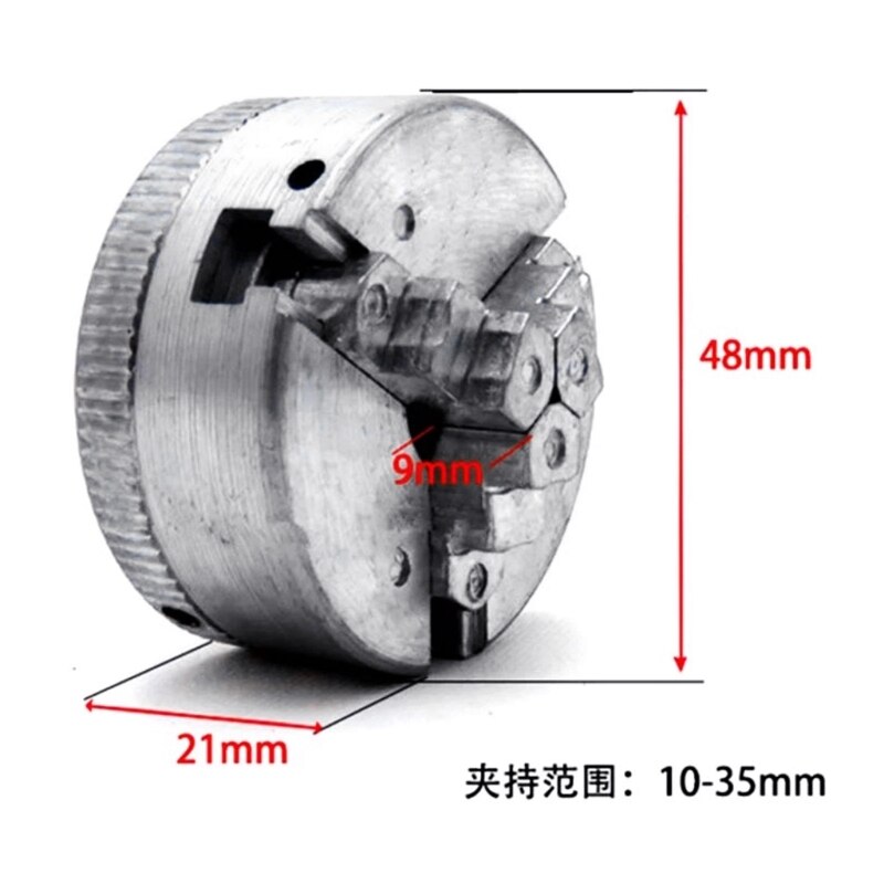 3 Jaw Zinc Alloy Lathe Chuck Wood Turning Clamp Drilling Tool Threaded Back for Machine with Connecting Rod
