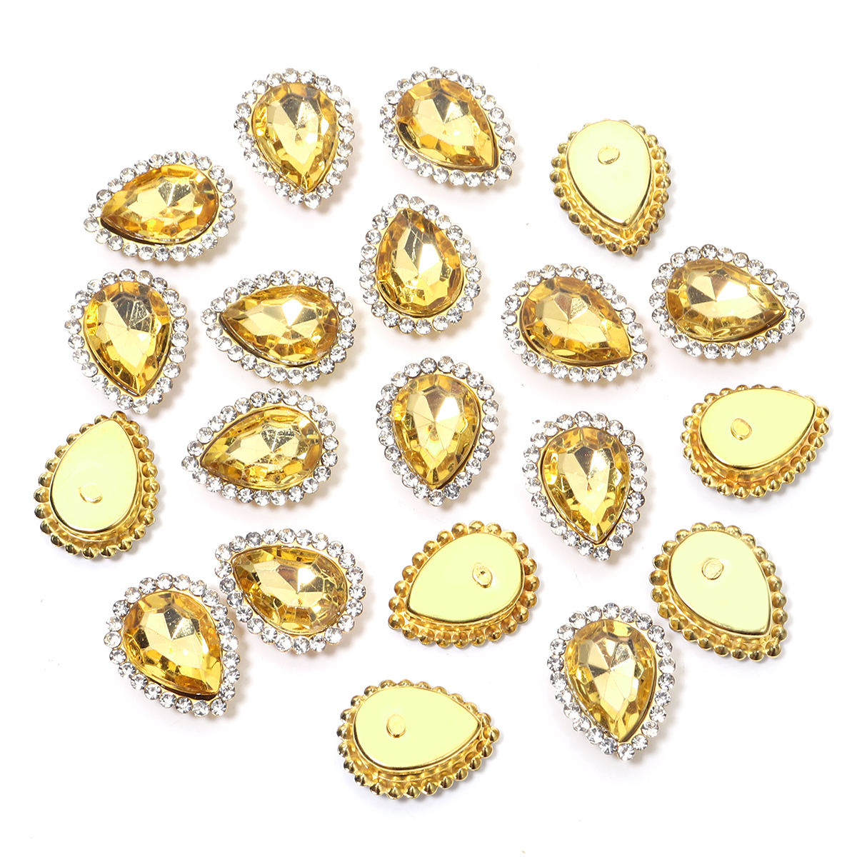 20 piezas forma de gota de agua de girasol, garra de costura, diamantes de imitación, cristales, cuentas de vidrio, botones, piedras para coser, diamantes de imitación para coser ropa: Azul