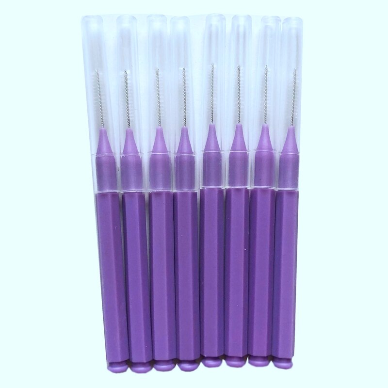 8 unids/set de hilo dental, hilo dental de higiene Oral, cepillo interdental suave, palillo de dientes saludable para la limpieza de los dientes, cuidado bucal púrpura