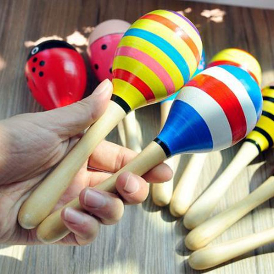 1 stück Bunte Holz Sand Hammer Percussion Musical Instruments Holz Ball Kinder Spielzeug Rassel Puzzle Pädagogisches Spielzeug
