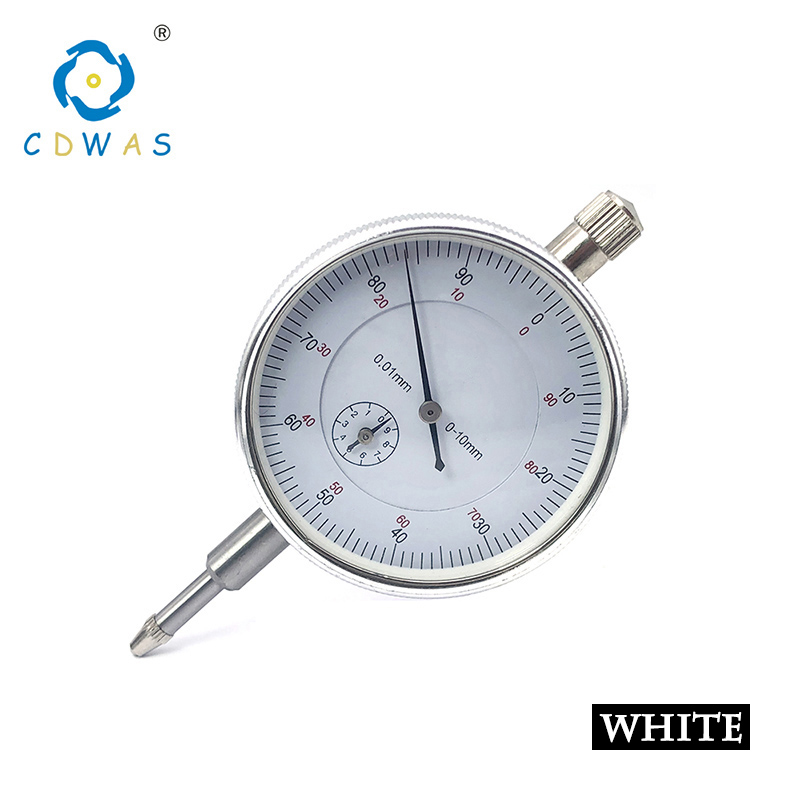 Dial indicator 0-10mm Precision 0.01mm White Dial Indicators Gauge Meter Resolution Indicator Gauge Measure Instrument Tool