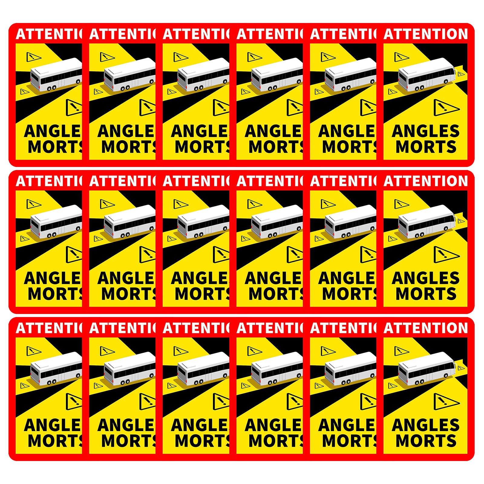 Waterdichte Auto Sticker Zware Voertuigen Bus Auto Poster Stickers Veiligheid Alert Poster Dode Hoeken Bus Auto Autocar - L.17 X h.25cm: 18PC