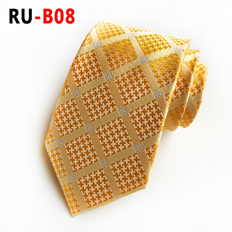 Silk Jacquard 8 cm Plaid Tie Suit Business Tie: RU-B08