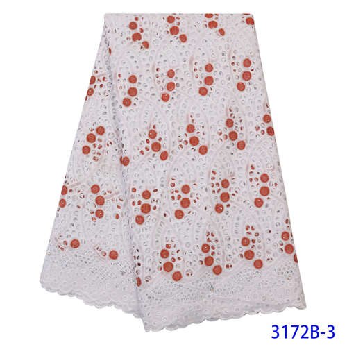 Última tela de encaje de malla Africana blanco puro para vestido de boda bordado encaje nigeriano gasa Suiza encaje en Suiza YA3172B-6: Picture 3
