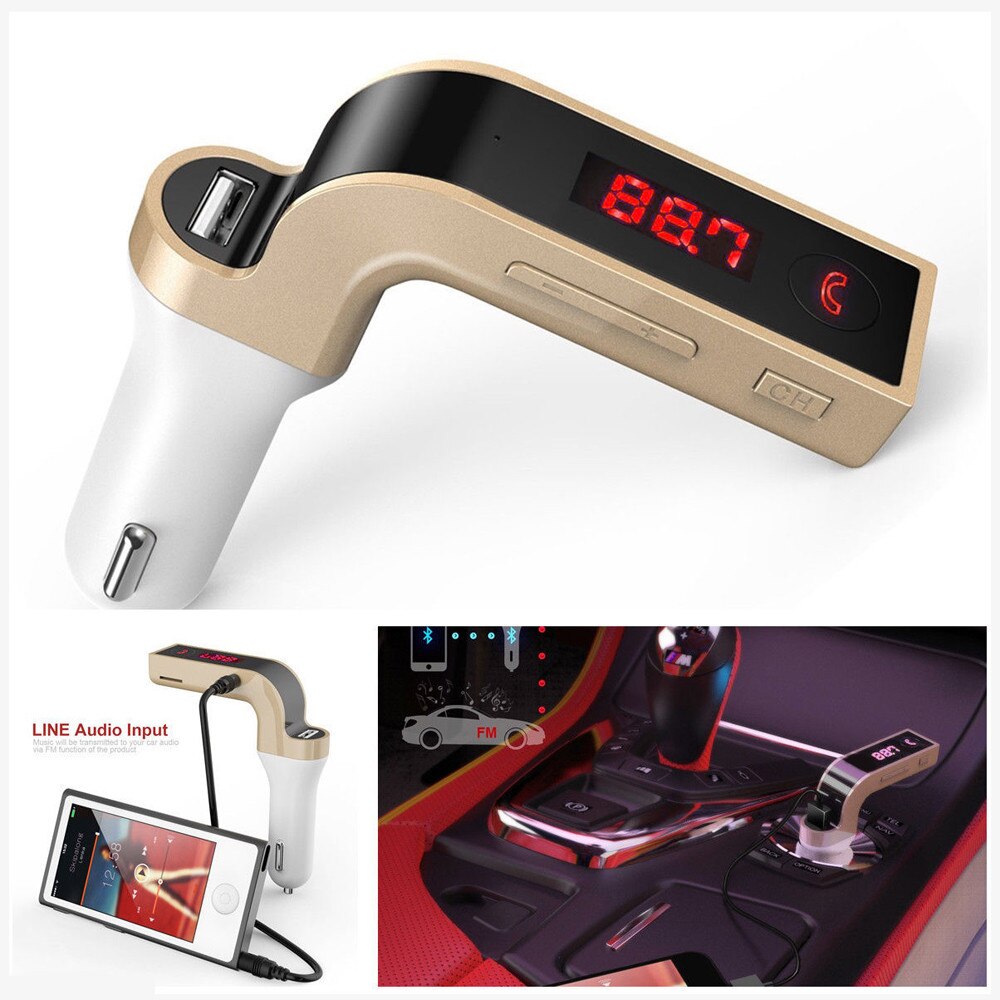 G7 Bluetooth Version 2.1+EDR Car Kit Handsfree FM Transmitter Radio MP3 Player USB Charger & AUX Stereo digital PLL Frequency