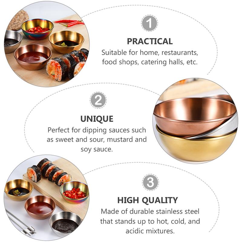 2pcs Appetizer Serving Plate Stainless Steel Sauce Dish Spice Seasoning Dish Stainless Steel Round Small Dish