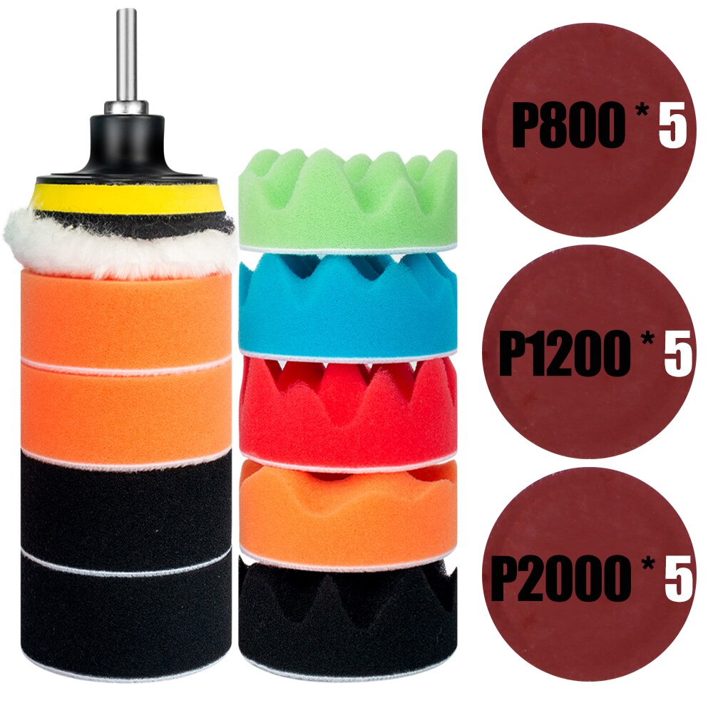 3 Inch Car Polishing Kit Polish Pad Car Polish Buffing Pad Abrasive Disc Sponge Foam Pads Polisher For Headlight Refurbish: 16
