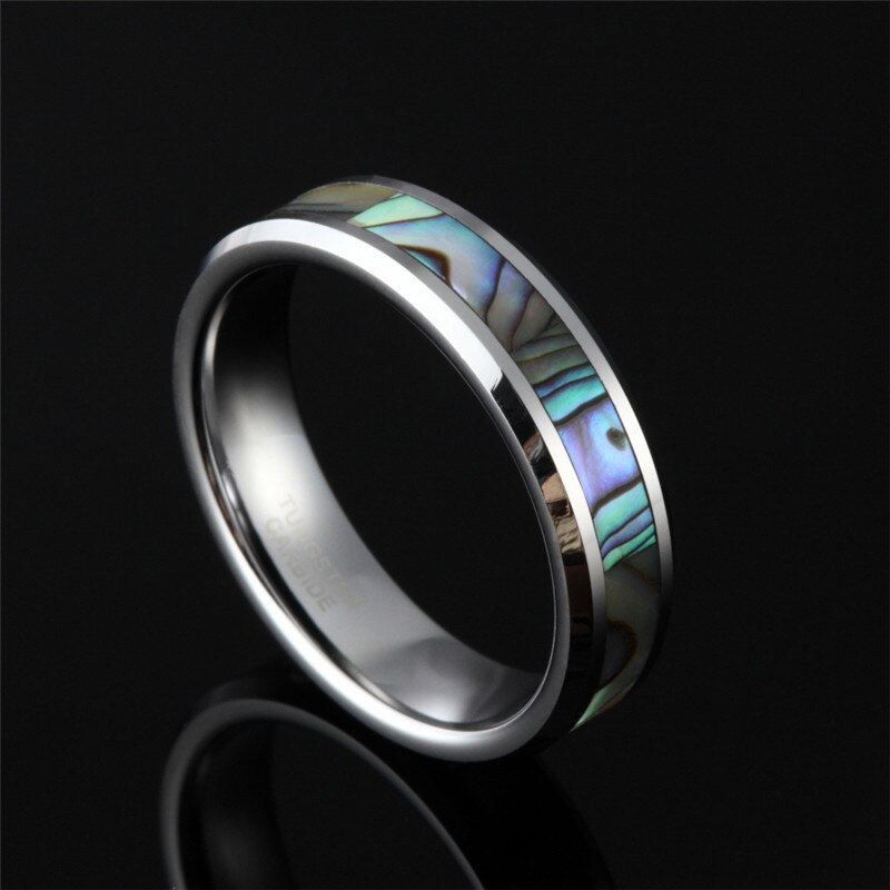 6mm Shell anelli da donna Designer di gioielli di marca lucido carburo di tungsteno Abalone Shell intarsio anello di fidanzamento fedi nuziali femminili