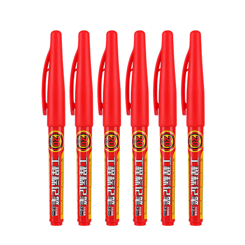 Stylo marqueur blanc pour trous profonds, longueur 2cm, stylo de charpentier, marquage fin dans le métal et le bois, feuille de bricolage, traçage de carreaux de céramique, 6 pièces/ensemble: Bourgogne