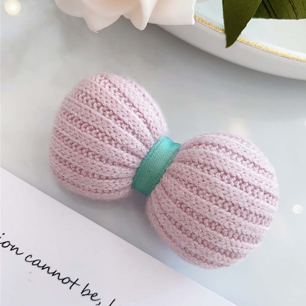 Horquilla de lana con lazo para niña, horquilla de tela coreana para bebé, pinza de pelo de punto, accesorios para el cabello para niño: 4