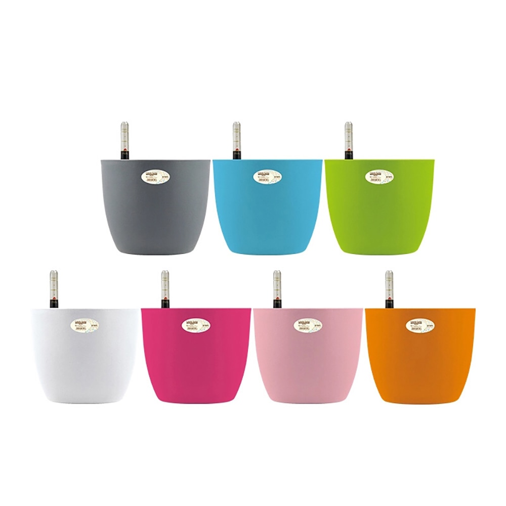 Fargerik selvvanning blomsterpotte fargerik plast blomsterpotte moderne dekorative planter pott hjemmekontor skrivebord dekorasjon