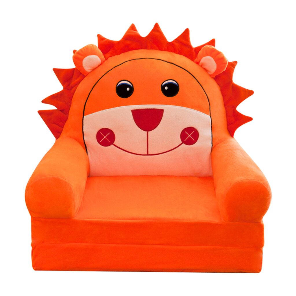 Tegneserie lænestol dække søde tegneserie vaskbare børn fold sofa stole sæde dække polstret stue møbler: Orange løve