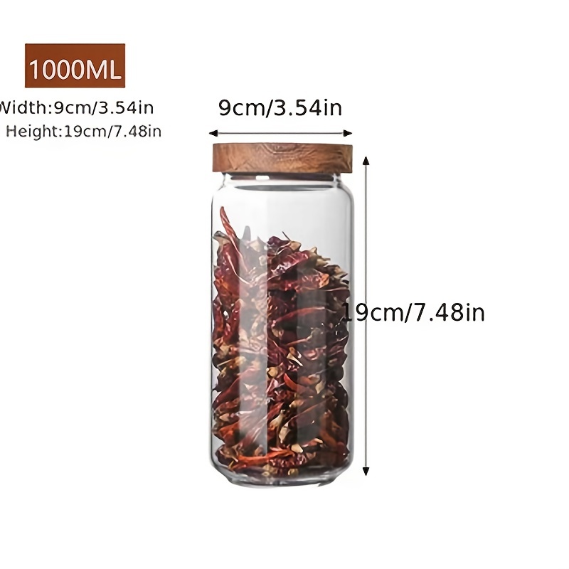 Frascos de armazenamento de vidro pequenos com tampas herméticas, recipiente de café com tampa de madeira, recipiente de despensa de vidro para feijão, arroz, açúcar, 1 peça: ROXO