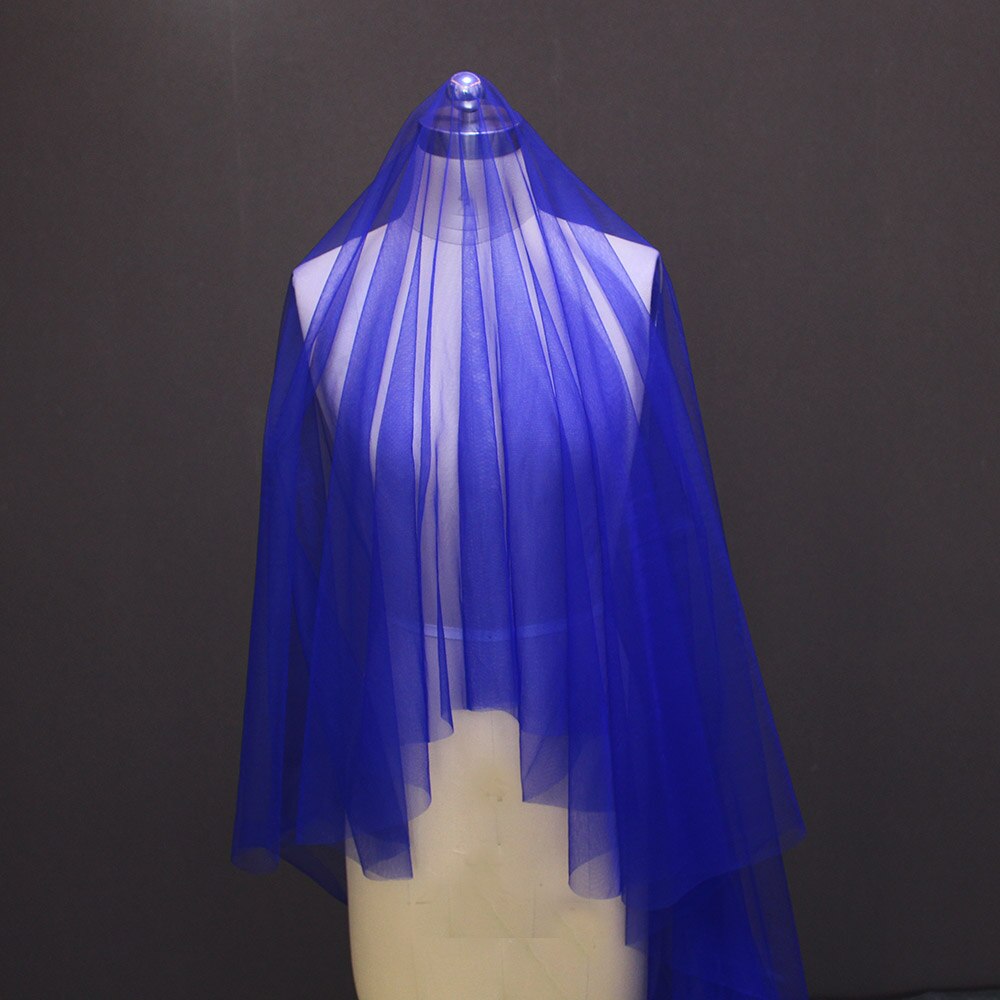 Real Image 3 Meters Royal Blue Long Wedding Veil WITHOUT Comb Colorful Veil