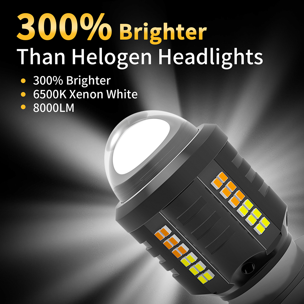 Oprah – ampoule de phare de moto super lumineuse H4 LED avec lentille HD BA20D faisceau Hi/Lo double couleur blanc jaune