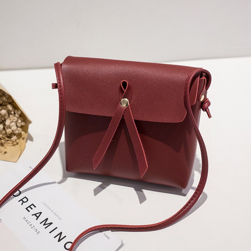 Kvinnor casual solid kedja väskor dam pu läder handväskor kvinnlig bärbar axel crossbody handväska: Röd