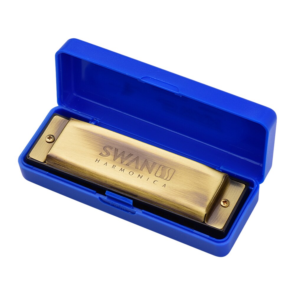 Zwaan SW1020H-5 10 Gaten Blues Diatonische Harmonica C Key 20 Tonen Mondharmonica Met Storage Case Voor Beginners/Volwassenen/Kids