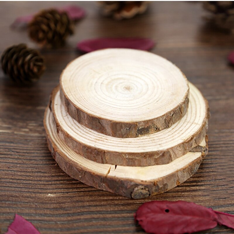 Natural round wood slices logs annual ring wood chip for diy handmade material painting decoration Home photography decoration: 8-10cm 10pcs