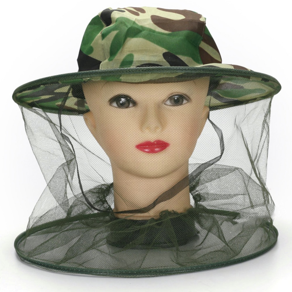 1Pc Anti-Muggen Camouflage Hoed Mosquito Groen Camouflage Insect Bug Mesh Head Netto Gezicht Protector Cap Outdoor Tuin