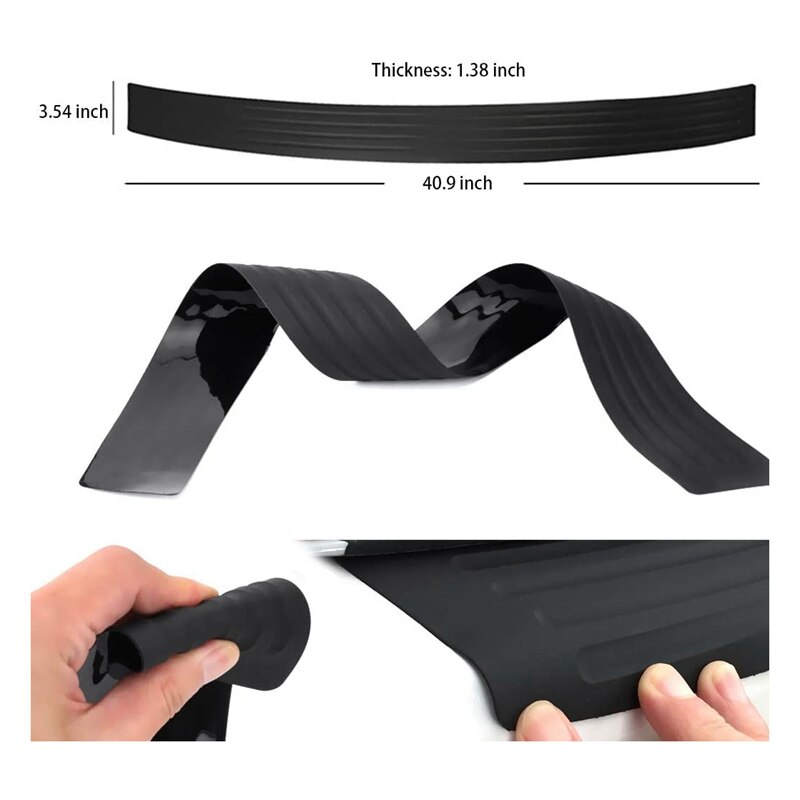 Protector de parachoques trasero de goma para coche, resistente a arañazos cubierta embellecedora para puerta de maletero para SUV/accesorios para coche (40,9 pulgadas)