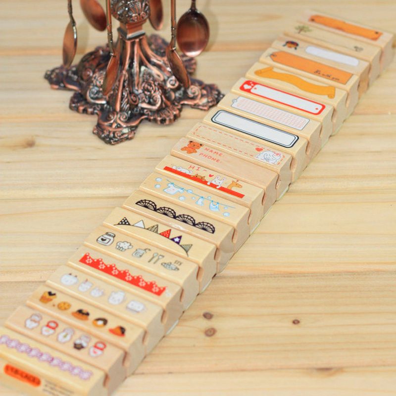 Timbres en bois d'argile, portable 16 pièces en bois sculpté à la main - Outil en