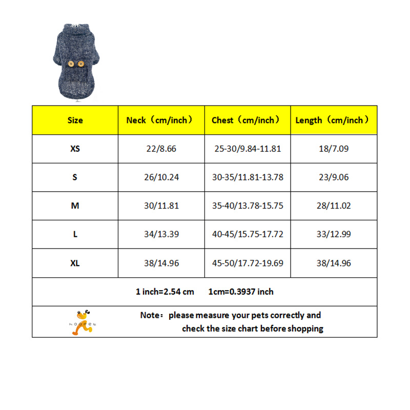 HOOPET Pet Dog Cat Clothes Small Button Bright Silk Turtleneckm Two Feet Warm Out Sweater Spring and Autumn Clothing