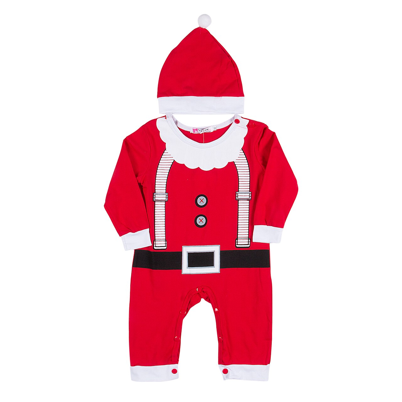 Jul romper baby santa claus overalls hat lange ærmer nyfødte spædbarn piger drenge 0-24 måneders tøj fest: Rød / 12m