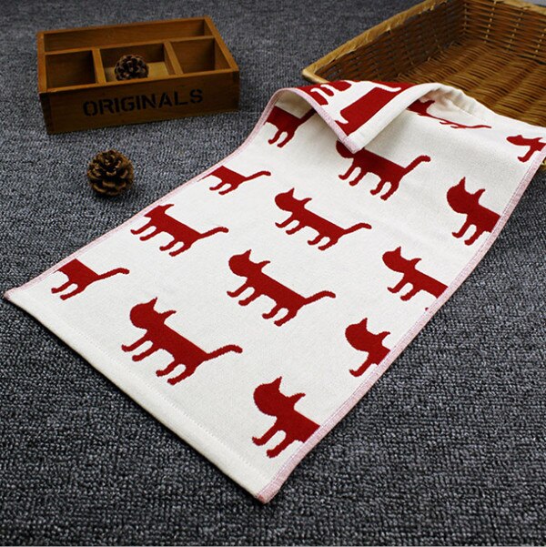 3 stuks cartoon kat handdoekjes gezichtshanddoeken katoenen snel drogende zachte washandjes badkamerhanddoeken: Rood / 3440cm