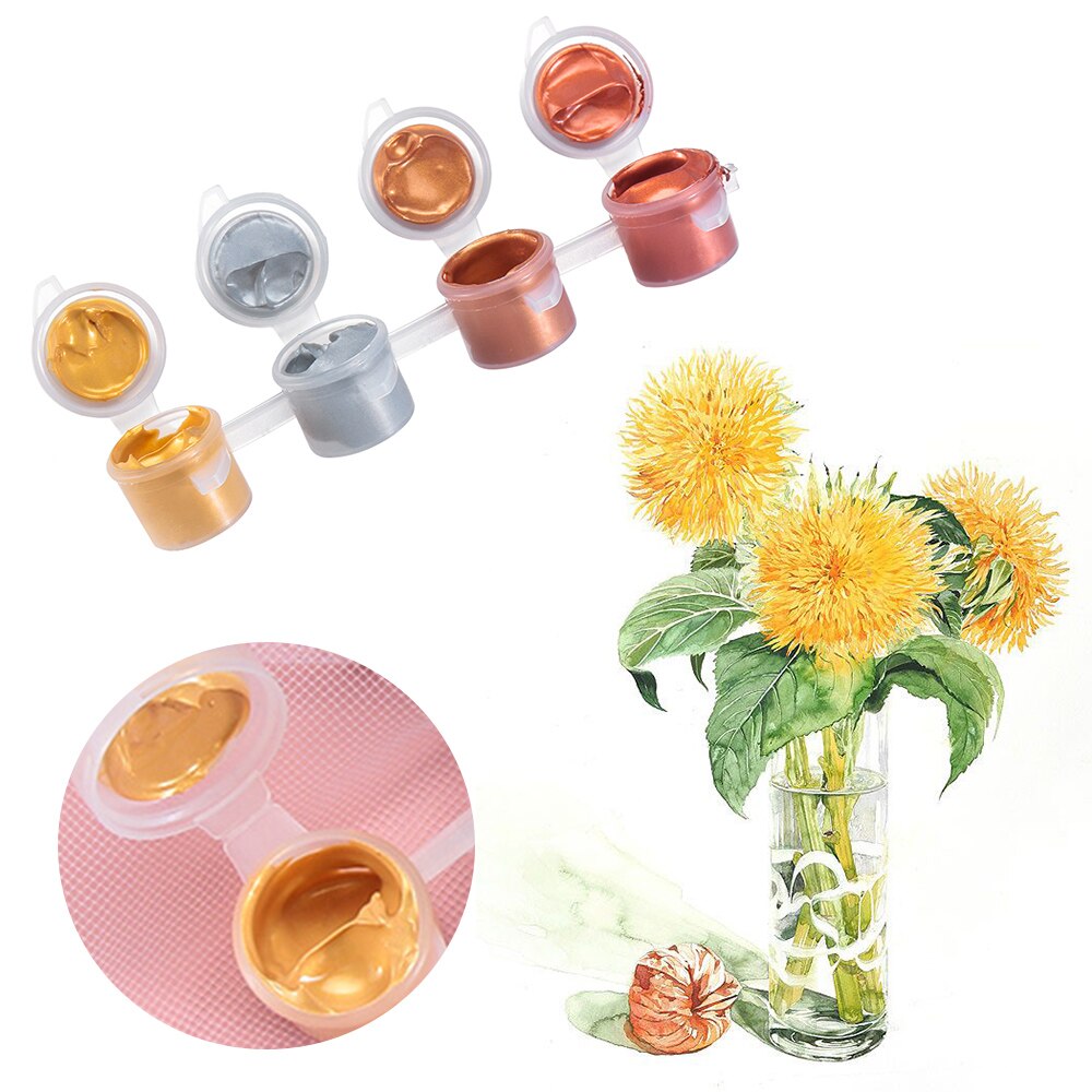 2/4/6 farver til tekstil tegning væg håndmalet skinnende gel maling pigment metallisk farve akryl maling til kunstner kunst tilbehør