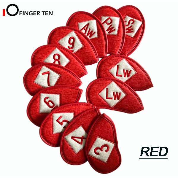 10/11/12 Pcs Double Sided Universal Leather Golf Club Head Covers Irons Fit Main Iron Clubs Both Left and Right Handed Golfer: 12 Pcs Red-Pu