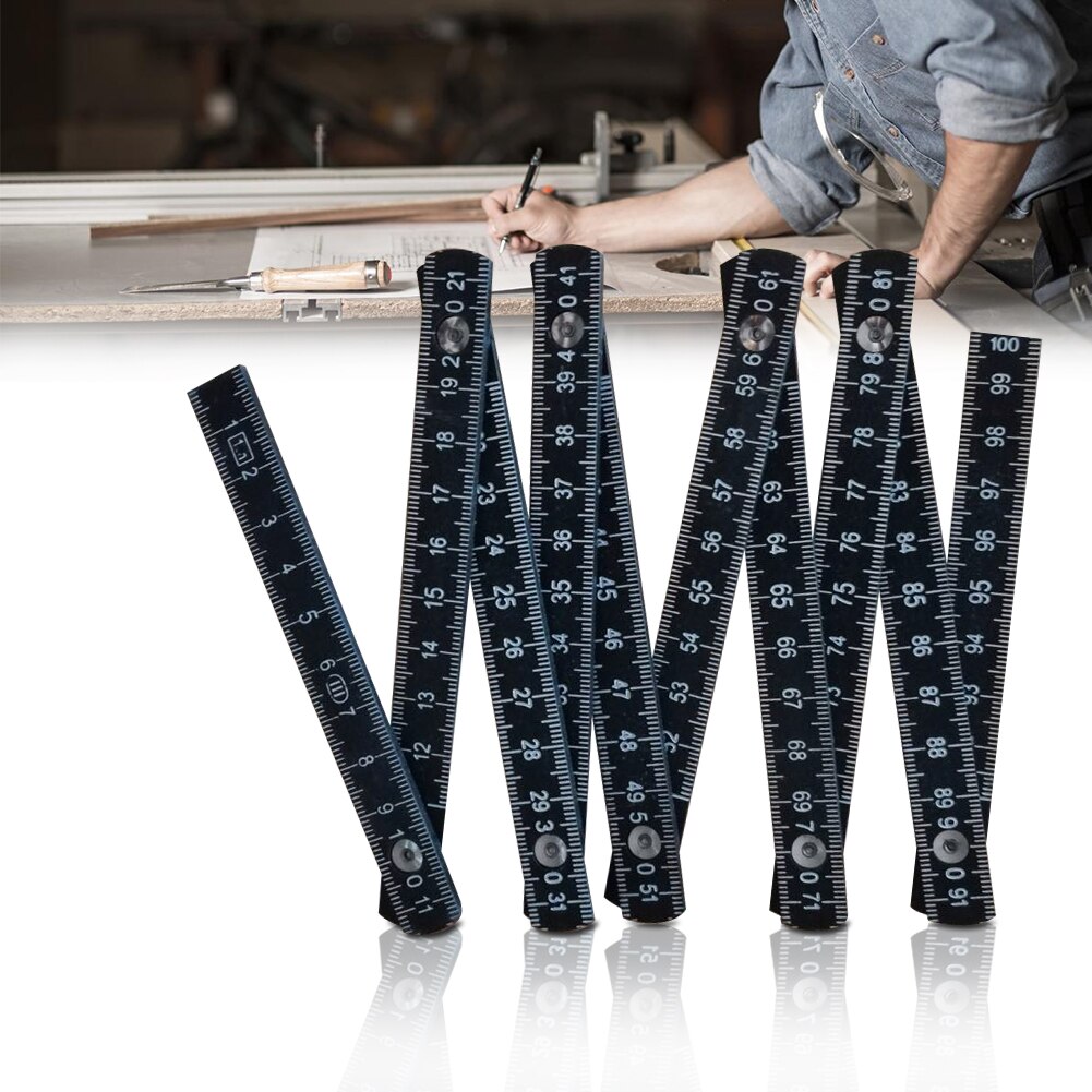 1m Multi Function Carpenter 10 Parts Portable Compact Stick Slide Woodworking Measuring Tools Home Lightweight ABS Folding Ruler