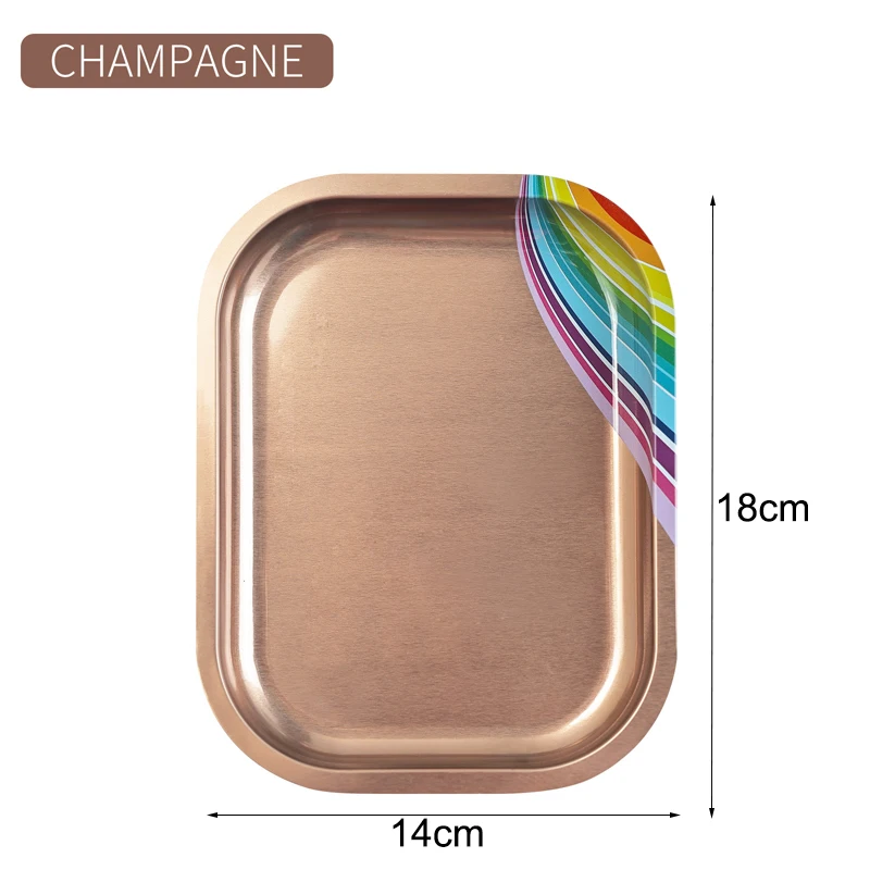 Cosmetic Storage Tray Manicure Nail Art Plate Stainless Steel Tweezers Clippers Pen Container Square False Nails Dish Tools: light green