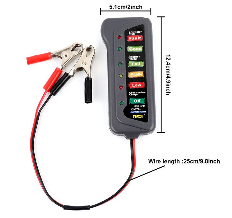 Digital Car Battery Tester Alternator Charge Starting State Check Test 6 LED Motorcycle 12 V Volt Auto Measure Analyzer Tool