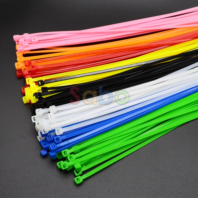 100 stk / pakke 4*200mm bredde 2.7mm farverige fabriksstandard selvlåsende nylon kabelbånd af plast, trådbinder
