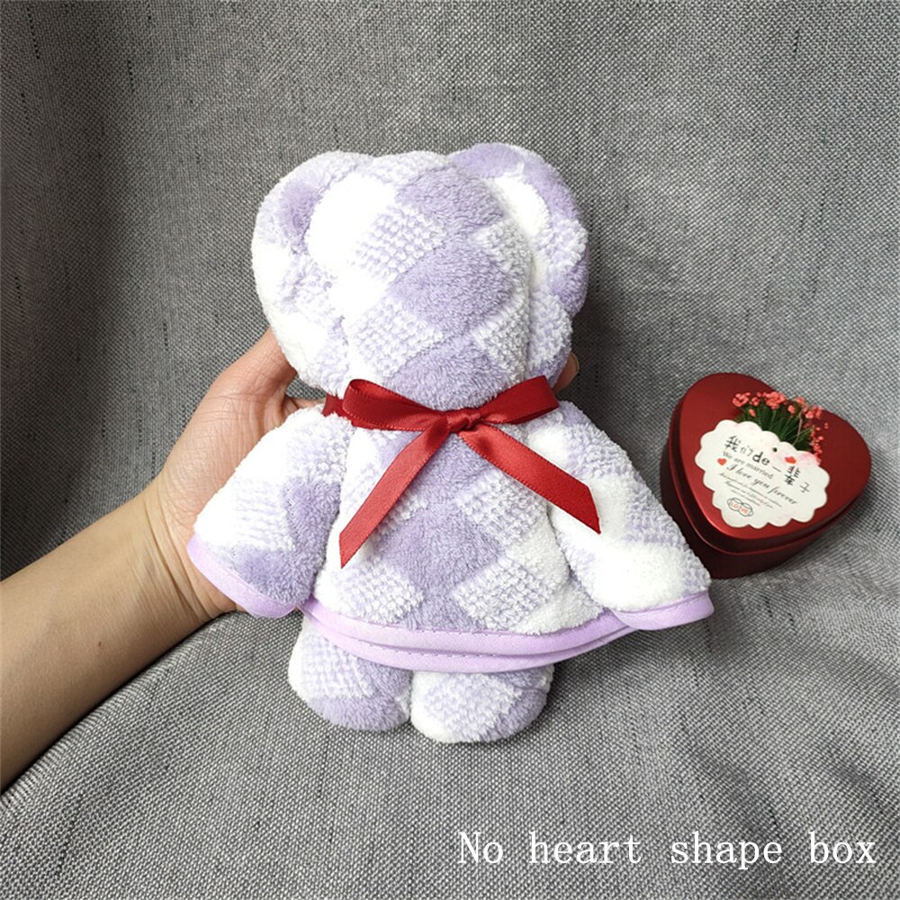 Teddy w kształcie niedźwiedzia ręcznik koralowy aksamitny rombowy ręcznik chłonny twarz ręczniki kąpielowe prezent ślubny prezent urodzinowy 35x75CM ręcznik domowy: Purple / Handbag