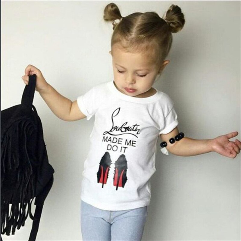 Baby Mädchen Kleiden Baumwolle Stricken Tuch kinder Kühlen High Heels Gedruckt T-shirt