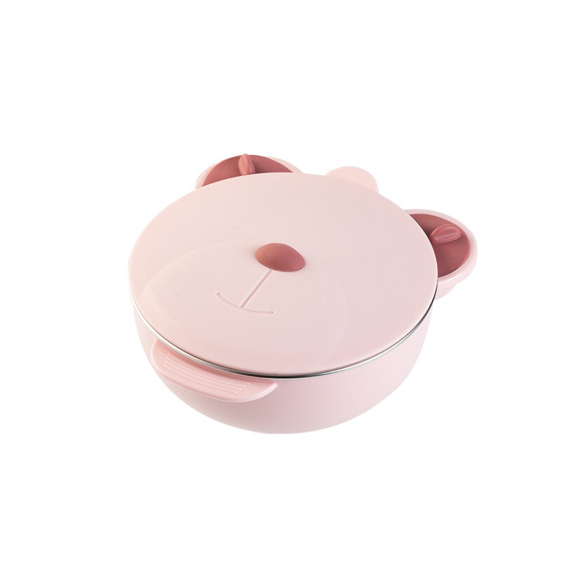 Plato de comedor de acero inoxidable para niños, ventosa anticaída para bebés, Bol Lleno de agua de calor para conservar Su plato divisorio