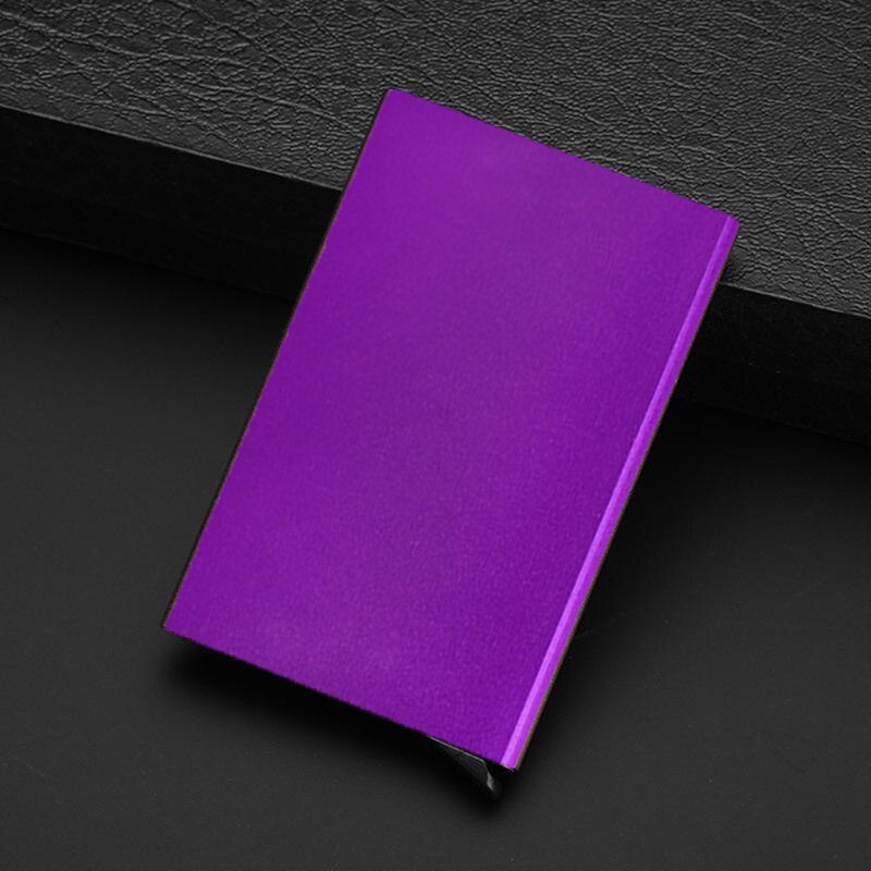 Edelstahl Kreditkarte Halfter Männer Dünne Anti Schützen Reise Ich würde Karteninhaber Frauen Rfid Brieftasche Metall fallen Porte Carte: Lila