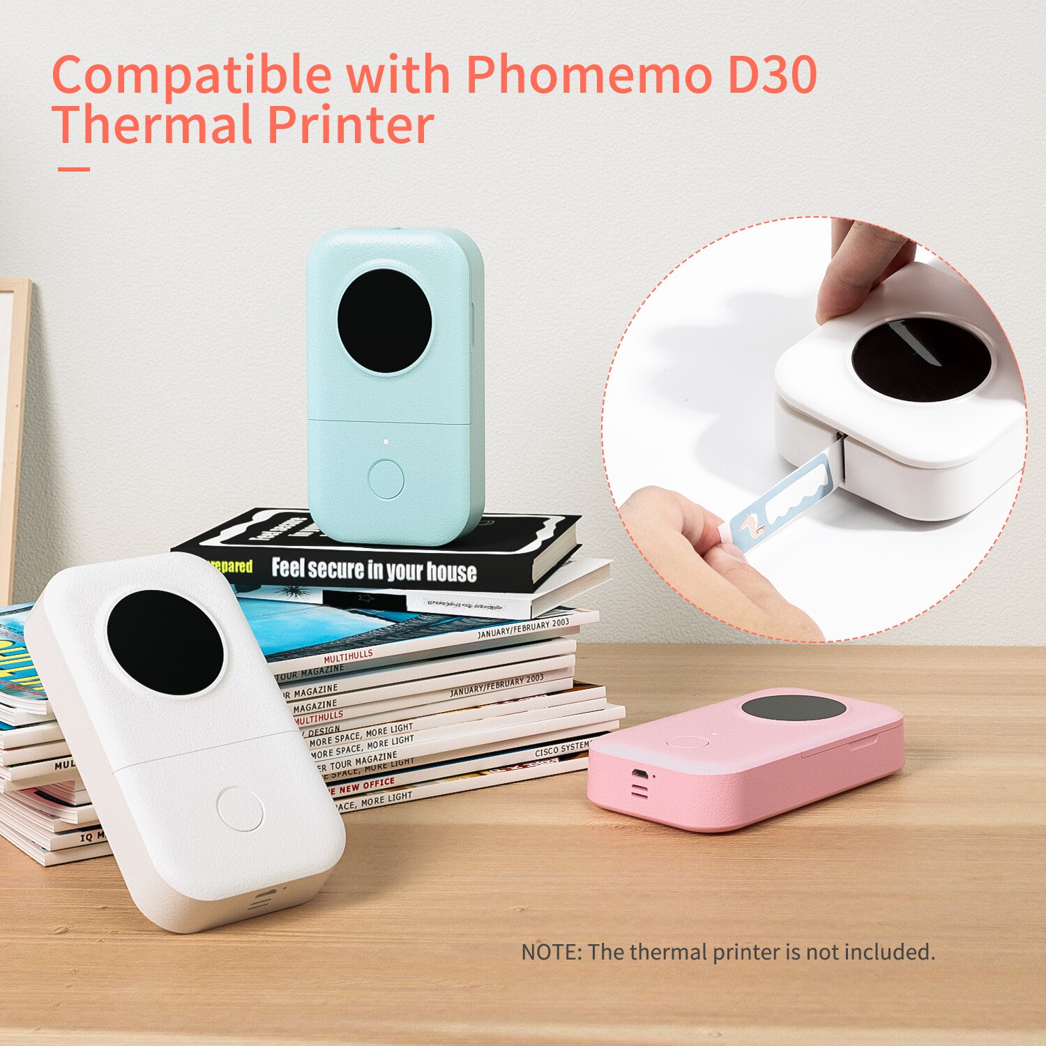 Colorful Label Paper Self-Adhesive Thermal Paper Roll 14*40mm 160sheets/roll Compatible with Phomemo D30 Thermal Printer