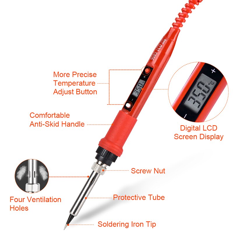 Electric Soldering Iron 80W 220V Digital LCD Adjustable Temperature Solder Iron Kits with Soldering Tips Welding Repair Tools