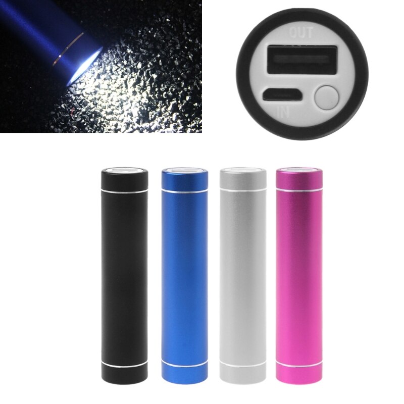 USB Port 1x 18650 Battery DIY Holder Power Bank Case 3 Mode Flashlight For Cell Phone