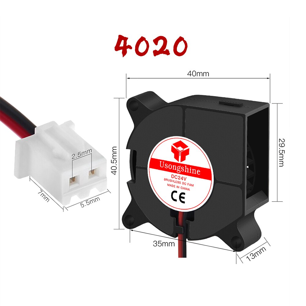 3010 4010 4020 5010 5015 5V 12V 24V ventilateur Turbo de refroidissement pièces d'imprimante 3D sans brosse 2Pin pour extrudeuse ventilateurs de refroidissement cc