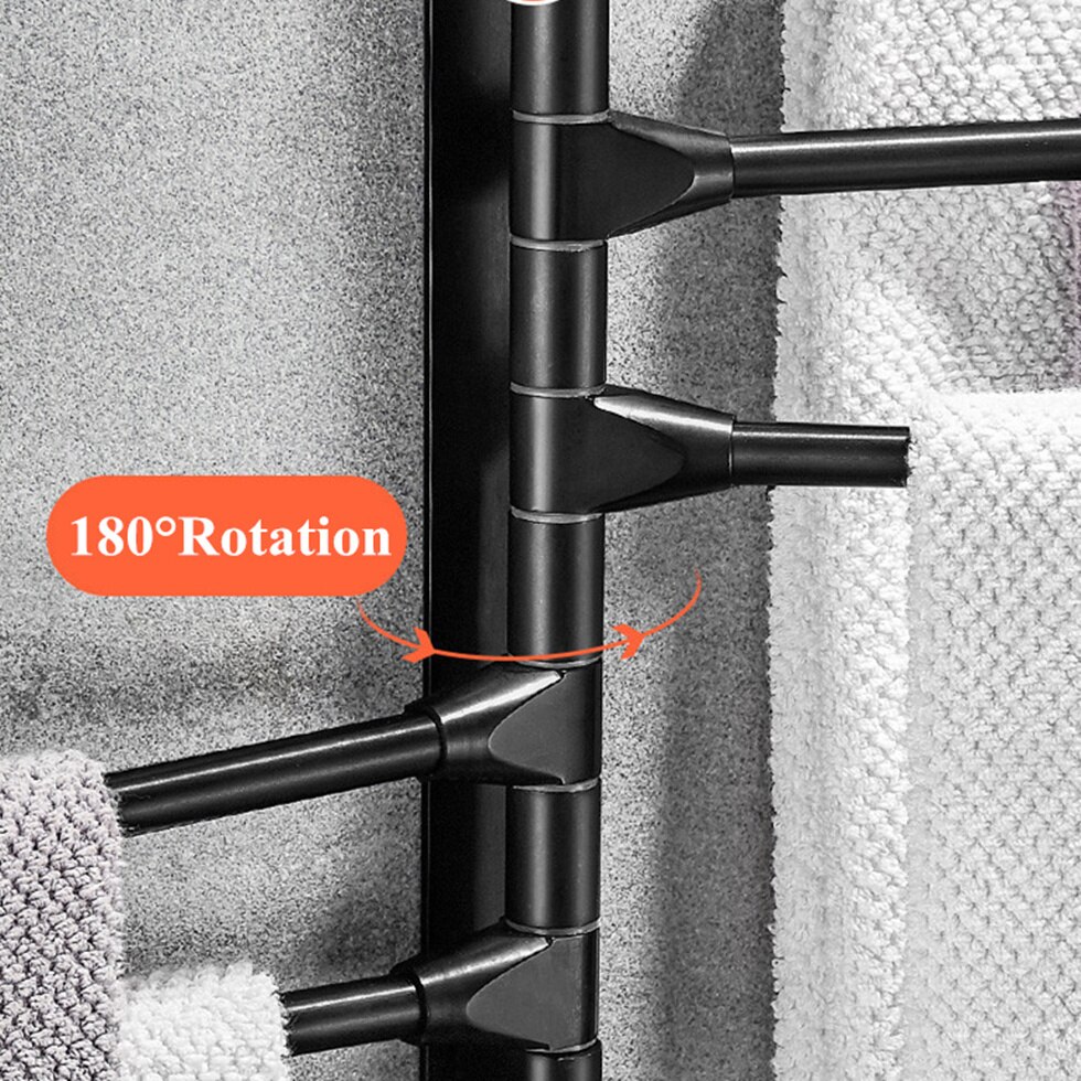 Aluminum Swing Out Towel Bar 2 3 4-Bar Self Adhesive Folding Arm Swivel Hanger Bathroom Storage Organizer Space Saving