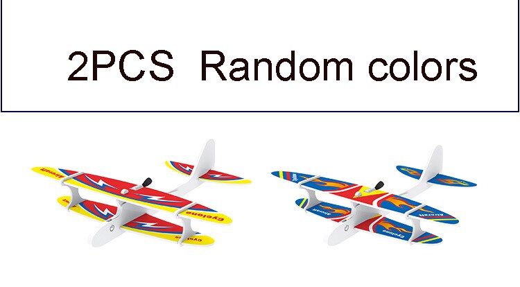 USB charging foam electric aircraft and biplane charging rotary model aircraft Hand thrown electric glider Stunt show: 2PCS Random Colors