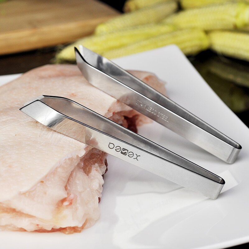 Stainless Steel Fish Bone Tweezers Pincer Clip Puller Flat and Slant Remover Tongs Fish Bone Plucking Clamp Kitchen Tools