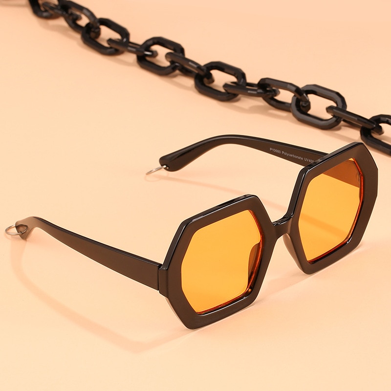 Luksusmerke firkantede overdimensjonerte solbriller kvinner årgang kjede solbriller til kvinne  uv400 gafas de sol