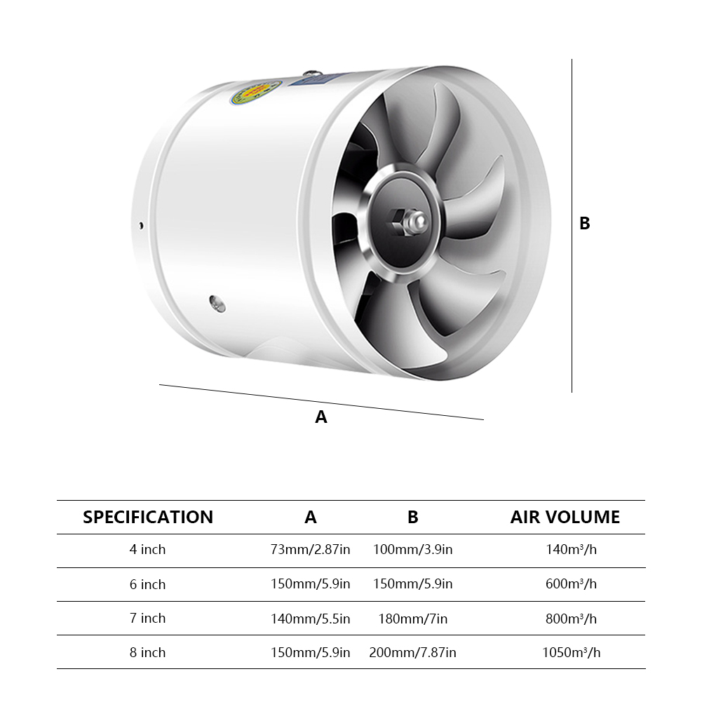 4/6/7 Zoll 220V Abluft ventilator Home Rohr Kanal ventilator Bad Rohr Belüftung Abluft ventilator Küche Toilette Wandluft ventilator