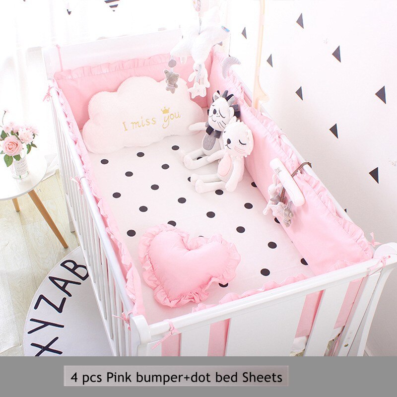 Koreaanse Stijl Baby Baby Wieg Bumpers Puur Katoen Effen Kleur Vel Baby Bed Voor Shock Beschermende Side In De Wieg room Decor