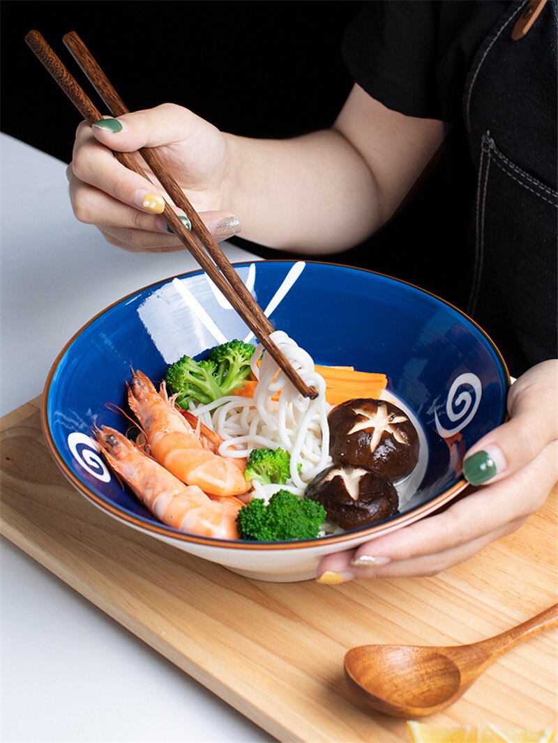 Japansk suppe skål oksekød nudler skål fortykket keramik 8 tommer husstand personlighed stor retro nudler skål