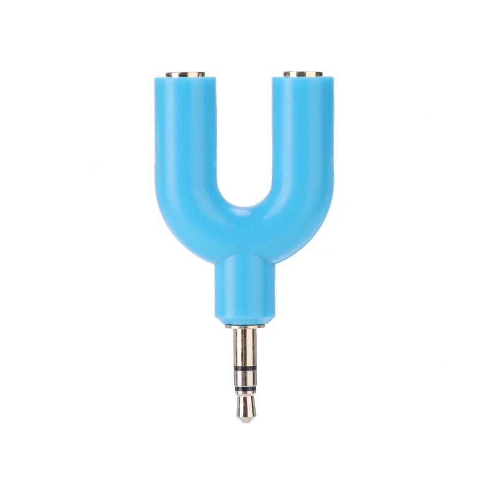 3.5mm Extension Earphone Headset Audio Splitter 1 Male to 2 Female Cable Adapter Portable Metal+Plastics Converter Connector: Blue